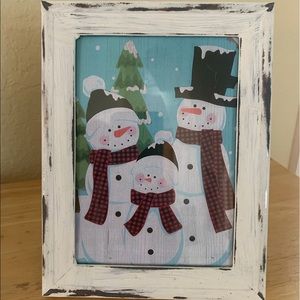 Farmhouse Christmas buffalo Snowman Picture 5x7 w/frame